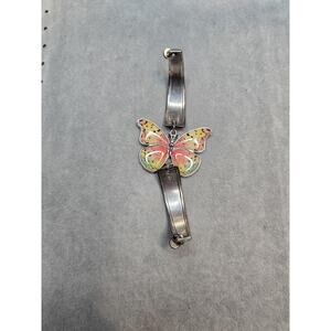 3D Butterfly Sterling silver Embossed Utensil handle Bracelet Magnet closure